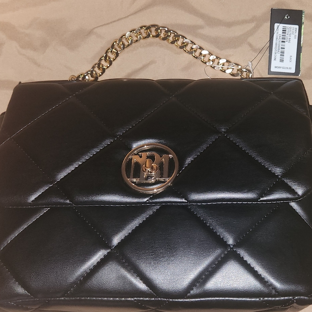 Large Quilt Badgley M bag Vegan leather gold chain